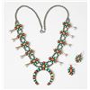 Image 1 : Multi Stone Contemporary Squash Blossom Necklace  Earrings Set