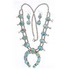 Image 1 : Ella Peter Kingman Turquoise Contemporary Squash Blossom Necklace  Earrings Set