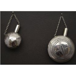 TWO NAVAJO INDIAN SILVER CANTEENS