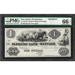 1849-65 $2 Farmers Bank of Wantage Reprint Obsolete Note PMG Gem Uncirculated 66