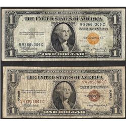 Lot of 1935A $1 Hawaii & $1 North Africa Silver Certificate WWII Emergency Notes