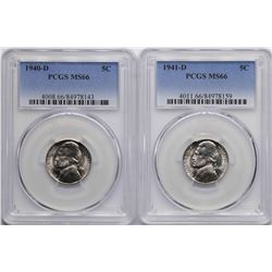 Lot of 1940-D & 1941-D Jefferson Nickel Coins PCGS MS66