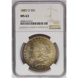 1885-O $1 Morgan Silver Dollar Coin NGC MS63 Amazing Toning