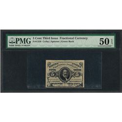 1863 5 Cent Third Issue Fractional Currency Note Fr.1238 PMG About Uncirculated