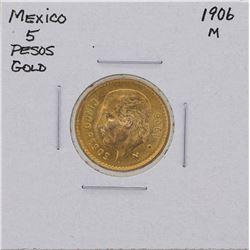 1906M Mexico 5 Pesos Gold Coin