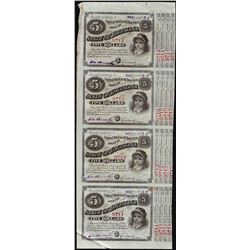 Uncut Sheet of (4) State of Louisiana Baby Bond Obsolete Notes