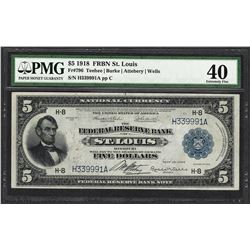 1918 $5 Federal Reserve Bank Note St. Louis Fr.796 PMG Extremely Fine 40