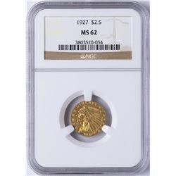 1927 $2 1/2 Indian Head Quarter Eagle Gold Coin NGC MS62