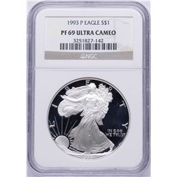 1993 $1 American Silver Eagle Coin NGC PF69 Ultra Cameo