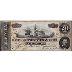 1864 $20 Confederate States of America Note