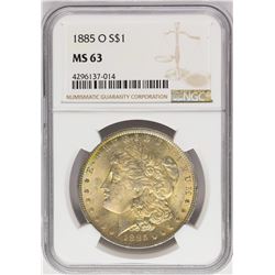 1885-O $1 Morgan Silver Dollar Coin NGC MS63 Nice Toning