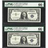 Image 1 : Lot of (2) Consecutive 1957A $1 Silver Certificate Notes PMG Gem Uncirculated 66