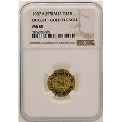 1987 Australia $25 Gold Nugget Coin NGC MS69