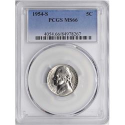 1954-S Jefferson Nickel Coin PCGS MS66