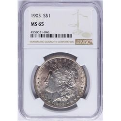 1903 $1 Morgan Silver Dollar Coin NGC MS65 Nice Toning