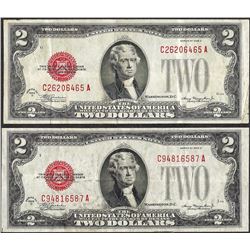 Lot of (2) 1928D $2 Legal Tender Notes