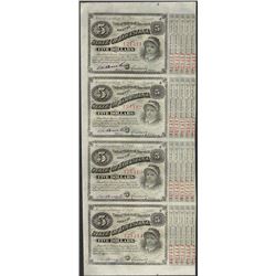 Uncut Sheet of (4) State of Louisiana Baby Bond Obsolete Notes