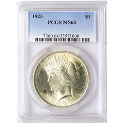 1923 $1 Peace Silver Dollar Coin PCGS MS64