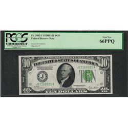 1928B $10 Federal Reserve Note Fr.2002-J DGS PCGS Gem New 66PPQ