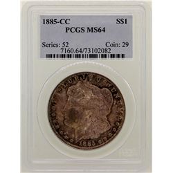 1885-CC $1 Morgan Silver Dollar Coin PCGS MS64 Nice Toning