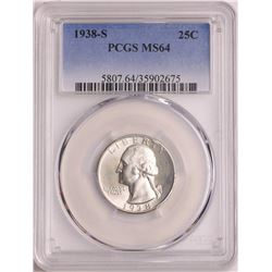 1938-S Washington Quarter Coin PCGS MS64