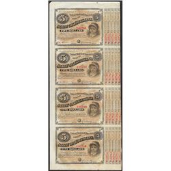 Uncut Sheet of (4) State of Louisiana Baby Bond Obsolete Notes