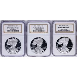 Lot of 2003-W to 2005-W $1 American Silver Eagle Proof Coins NGC PF69 Ultra Came