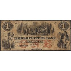 1800's $1 Timber Cutter's Bank Savannah, GA Obsolete Note