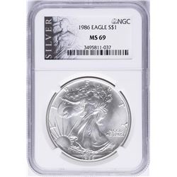1986 $1 American Silver Eagle Coin NGC MS69