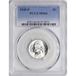 1945-P Jefferson Nickel Coin PCGS MS66