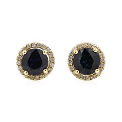 14KT Yellow Gold 2.38 ctw Sapphire and Diamond Earrings