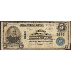 1902PB $5 First National Bank of Shreveport, LA CH# 3595 National Currency Note