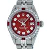 Image 2 : Rolex Ladies Stainless Steel Red Diamond & Ruby 26MM Datejust Watch