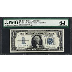 1934 $1 Funnyback Silver Certificate Note Fr.1606 PMG Choice Uncirculated 64