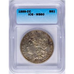 1889-CC $1 Morgan Silver Dollar Coin ICG MS60