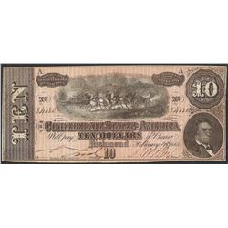 1864 $10 Confederate States of America Note with Advertising Stamp