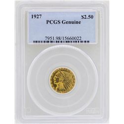 1927 $2 1/2 Indian Head Quarter Eagle Gold Coin PCGS Genuine
