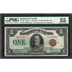 1923 $1 Dominion of Canada Note DC-25i PMG About Uncirculated 55