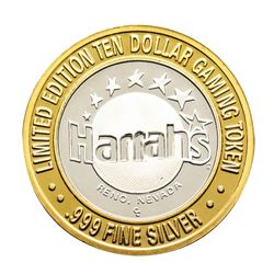 .999 Silver Harrahs Casino Reno Nevada $10 Casino Limited Edition Gaming Token