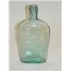 Image 1 : 7 3/4" UNION CLASP HANDS - CANNON W/ WM. FRANK & SON PITTS IN OVAL PINT FLASK, AQUA W/ SMOOTH BASE -