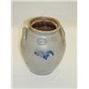 Image 1 : SMITH & DAY 1 GAL. STORAGE JAR W/ COBALT DECORATION FRONT & BACK, NORWALK CONN. - NICKS ON TOP LIP &