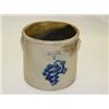 Image 1 : A.K. BALLARD 3 GAL. CROCK W/ CLUSTER OF GRAPES, BENNINGTON VT - STAINS & 6" HAIRLINE BACK