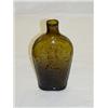 Image 1 : COVENTRY OLIVE GREEN LAFAYETTE - LIBERTY POLE CAP S&S 1/2 PINT FLASK, GI-86 W/ GREAT EMBOSSING, PONT