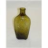 Image 1 : 1/2 PINT SUNBURST FLASK - VARIATED YELLOW GREEN W/ OLIVE TONE GVIII-18, EX. RICHARDS COLLECTION LABE