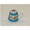 Image 1 : 2 3/8" DECORATED MILK GLASS TEAKETTLE INK - WEAR & TINY CHIP LIP