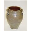 Image 1 : 3 GAL. OVOID GOODWIN & WEBSTER STORAGE CROCK W/ COBALT HIGHLIGHTS - HARTFORD CT - DIMPLE IN FRONT