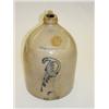 Image 1 : 2 GAL. WHITES JUG W/ COBALT FLAMINGO - UTICA NY - 2 DIMPLES ON LEFT SIDE & MINOR RIM NICK