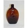 Image 1 : ZANESVILLE OHIO - J.SHEPARD & CO. SHADED PUCE AMBER EAGLE-MASONIC PINT FLASK, GIV-32, PONTIL
