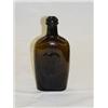 Image 1 : WESTFORD GLASS CO. WESTFORD CONN - SHEAF WHEAT 1/2 PINT FLASK - GXIII-37, OLIVE AMBER W/ DOUBLE COLL