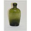 Image 1 : 6 1/4" GREEN SEAM SIDE 1/2 PINT FLASK - PATENT ON SHOULDER - SMOOTH BASE W/ APPLIED TOP